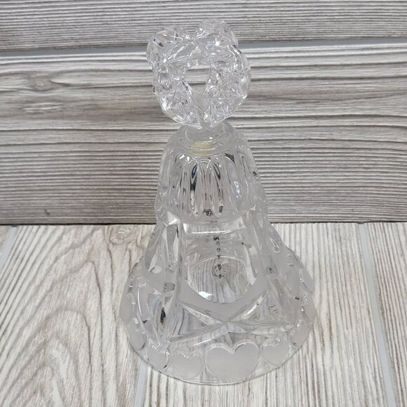 Lead Crystal Etched Heart Bell Echt Bleikristal West Germany Mother's‎ Day - Picture 1 of 12